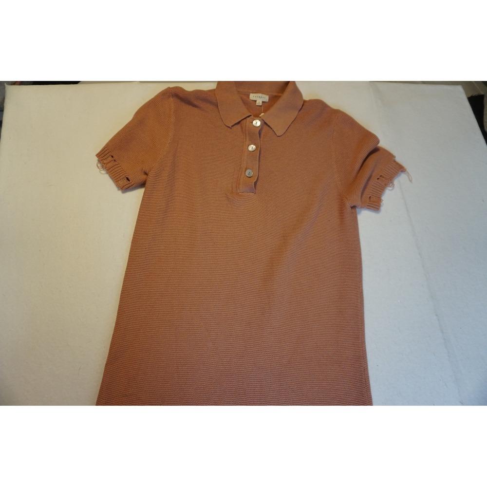 Promesa Women Pink Distressed Knit Polo Mini Dress Short Sleeve Size Small
